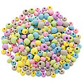 Set de perles en bois, pastel, 6 - 8 mm Ø, 50 g