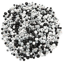 Set de perles en bois, gris/blanc/argent, 3 et 6 mm Ø, 50 g