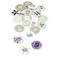 Chiffres pour calendrier de l&apos;Avent, en bois, gris/blanc/violet, 3 cm, 24 pièces