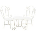 Ensemble table et chaises, en métal, crème, 6,5 x 11 cm et 6 x 6 cm