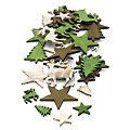 Confettis de table "renne, étoile et sapin", vert/marron/écru, 2 -4 cm, 40 pièces
