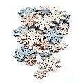Confettis de table "flocons de neige" en bois, écru/gris foncé/blanc, 2 - 4 cm, 36 pièces