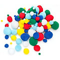 Pompons, multicolore, 10&ndash;50 mm Ø, 100 pièces