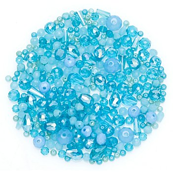Perles à facettes en verre, turquoise, 3 - 9 mm, 25 g
