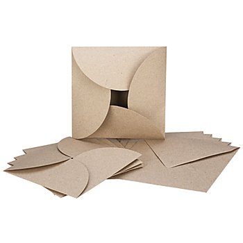Cartes pliables et enveloppes en papier recyclable, marron, respectivement 5 pièces