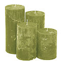 Rustikale Kerzen, grün, abgestuft, 4 Stück