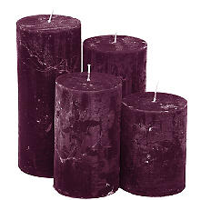 Rustikale Kerzen, weinrot, abgestuft, 4 Stück