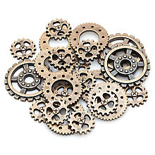 Accessoires Steampunk 'roues dentées', or antique, 20 pièces