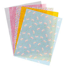 Papier décopatch 'licorne', rose/jaune/turquoise, 40 x 30 cm, 5 feuilles