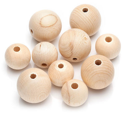 Petit lot de 10 Demi-boules en bois brut de hêtre, Diam 35 mm, poncé et  poli, non traité - Forme en bois - Creavea