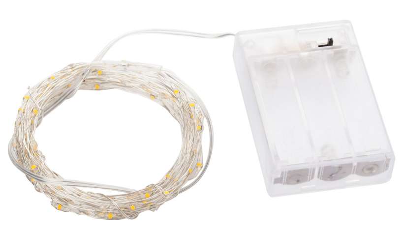 Guirlande 12 LED Blanc Chaud Avec Boitier Piles