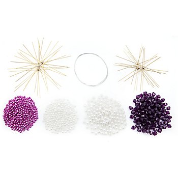 Kit créatif 'étoiles en perles', violet/blanc, 10 pièces
