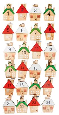 Chiffres Pour Calendrier De L Avent Maisons En Bois Avec Pince 3 X 3 5 Cm Acheter En Ligne Sur Buttinette Loisirs Creatifs