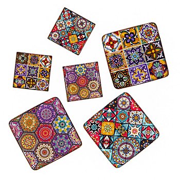 Mosaik-Fliesen, 4,8 x 4,8 cm und 3 x 3 cm, 6 Stück