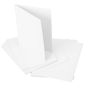 Cartes doubles et enveloppes, blanc, A5, 20 pièces
