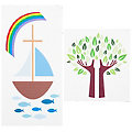 Wachsbild "Boot und Baum", 2 Stück
