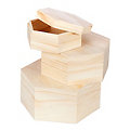 Boîtes hexagonales en bois brut, 3 pièces