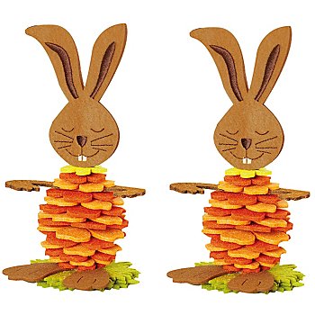 Kit créatif 'lapins en feutrine', jaune/orange/vert, 2 pièces