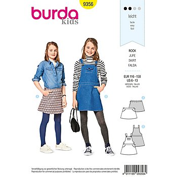 burda Patron 9356 'jupe/jupe salopette' pour enfants