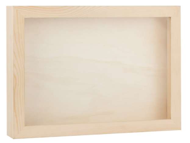 Cadre photo 3D en bois, avec vitre, 31,5 x 22,5 x 4,5 cm