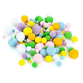 Pompons tons pastel, 4–25 mm Ø, 400 pièces