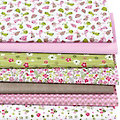 Lot de 7 coupons de tissu patchwork "Pâques", rose/taupe/vert