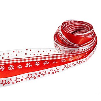 Bänderpaket 'Weihnachten', rot-weiß, 10 mm, 5x 2 m