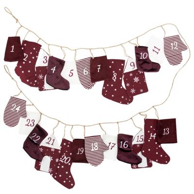 Calendrier de l‘Avent en tissu "bordeaux"