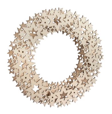 Couronne déco en bois "étoiles", 35 cm Ø