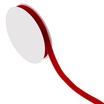Ruban velours, rouge, 10 mm, 10 m