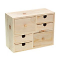 Boîte à tiroirs en bois brut, 22 x 9,5 x 17 cm