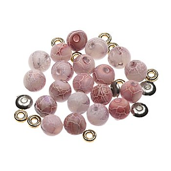 Perles en pierre naturelle, rose, 8 mm Ø, 35 pièces