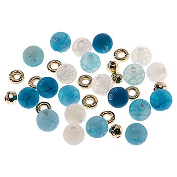 Perles en pierre naturelle, bleu, 8 mm Ø, 35 pièces