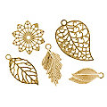 Set de pendentifs "feuilles", doré, 23&ndash;32 mm, 24 pièces