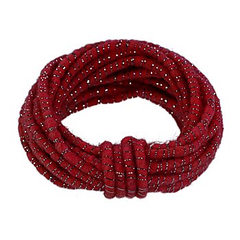 Cordelette en laine, avec fil lurex et cœur en fil métallique, rouge-argenté, 5 mm Ø, 5 m