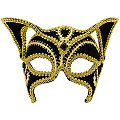 Venezianische Maske "Black Cat", schwarz/gold