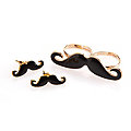 Set de bijoux "moustache", noir/doré