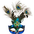 Masque Loup vénitien "oeil de paon", bleu