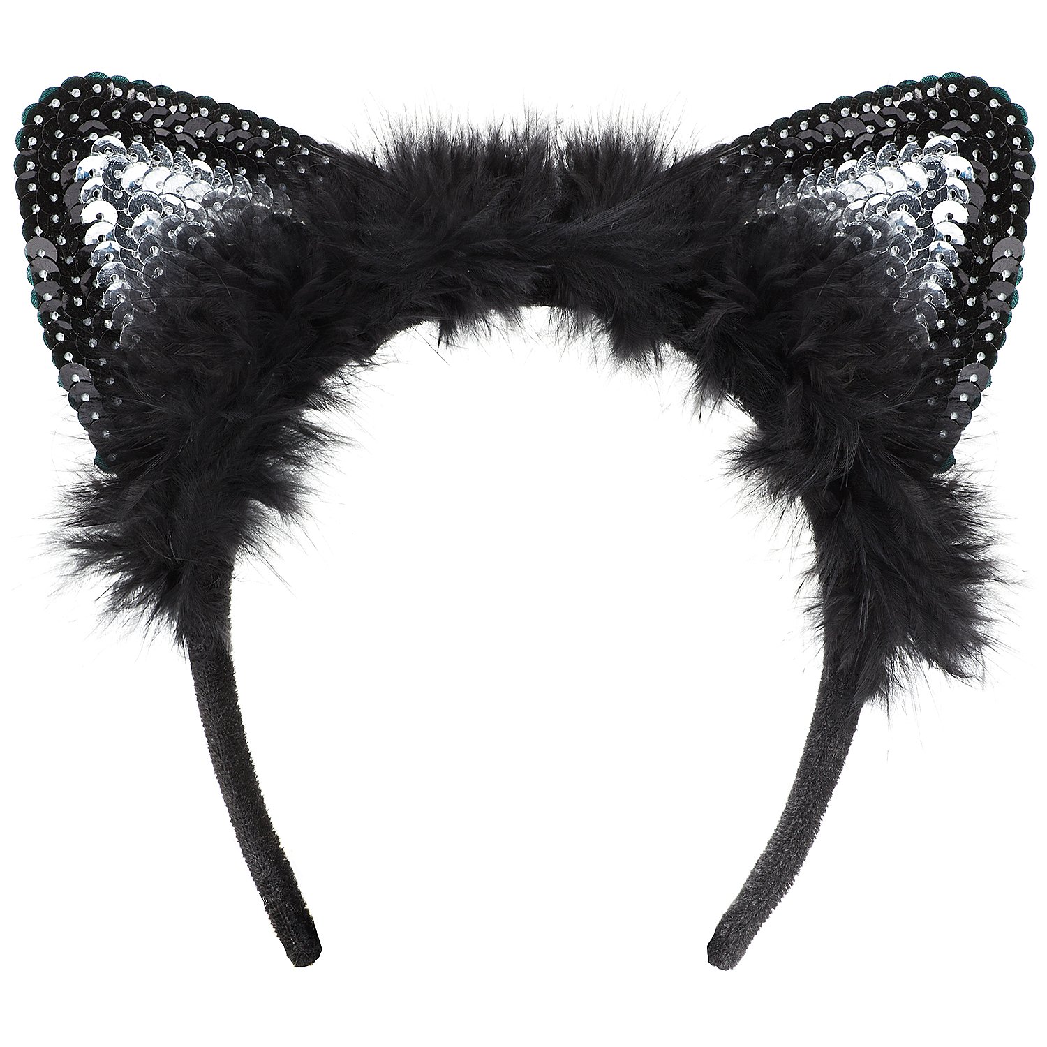 Schwarze Katzen-Ohren für Fasching Partybob Katzenohren-Haarreif