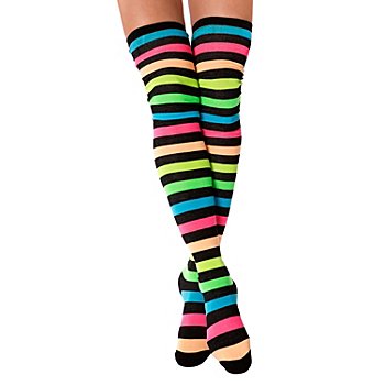 Chaussettes montantes 'rayures', fluo
