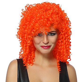 Perruque frisée 'Curly', orange fluo