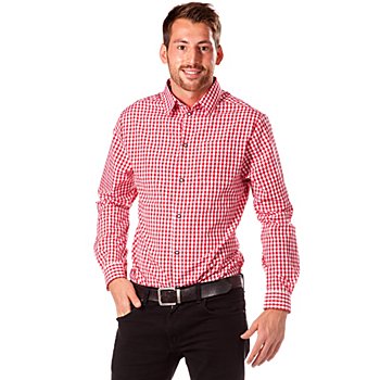 Chemise à carreaux pour hommes, rouge/blanc