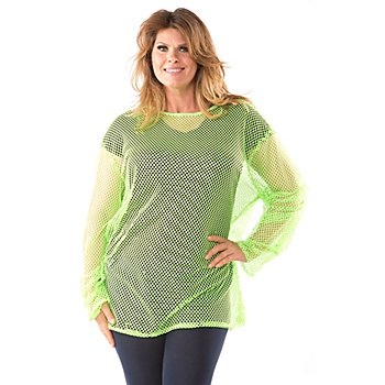 T-shirt filet pour femmes fortes, vert fluo