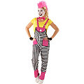 Clown Latzhose, schwarz/weiß/pink