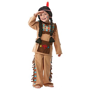 Indianer Kiowa Kinder Kostüm Gr 116 Komplett mit Anzug Stirnband und Tomahawk 