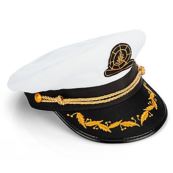 Kapitänsmütze, schwarz/weiß/gold