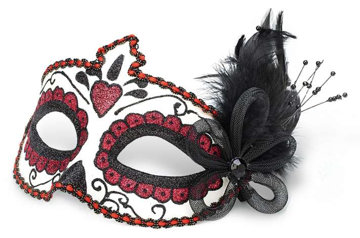 Venezianische Maske La Catrina Weiss Rot Schwarz Online Kaufen