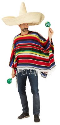 MEXIKANISCHE PONCHO Mexikaner Kostüm Verkleidung Outfit Zubehör