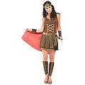 Costume de gladiatrice "Achilla" pour femmes, marron/rouge