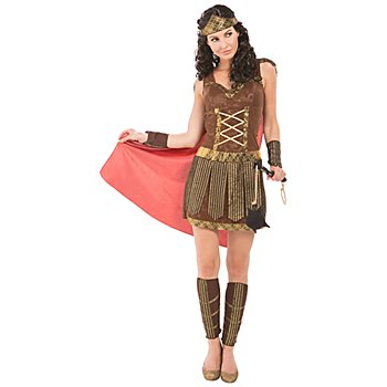 Costume de gladiatrice 'Achilla' pour femmes, marron/rouge